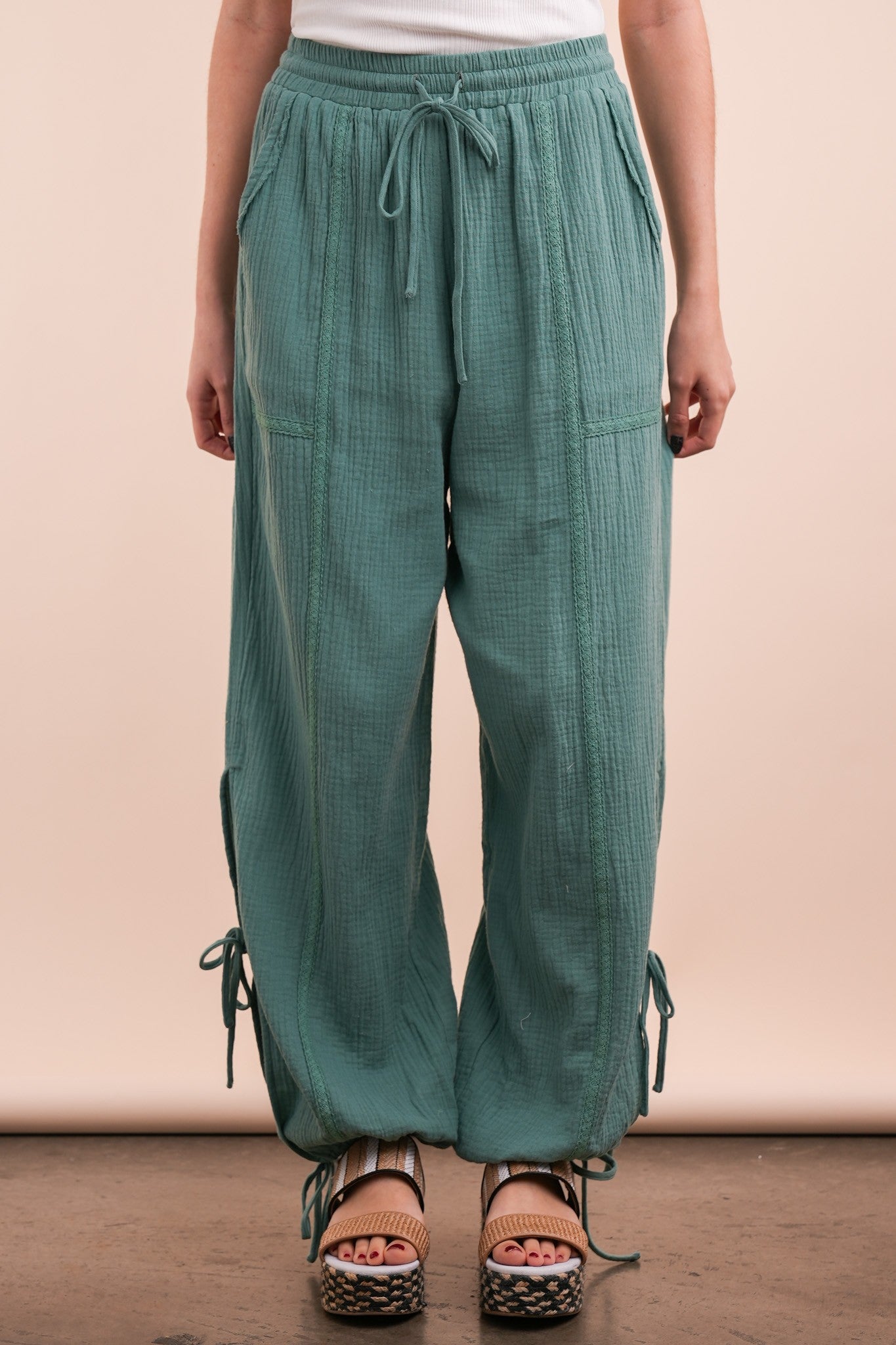 Mダブルガーゼスリットパンツ SALE 30%オフ