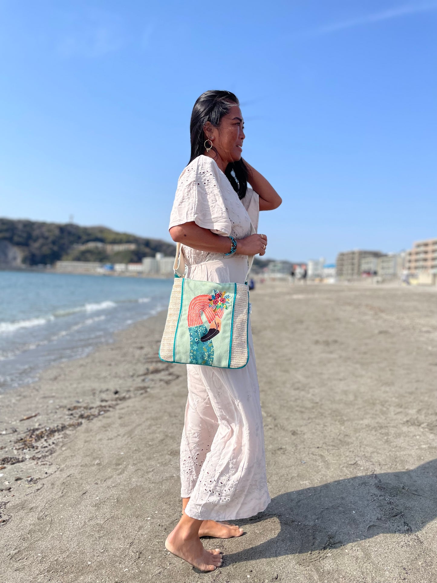 SunNSand フラワー&フラミンゴショルダーバッグ