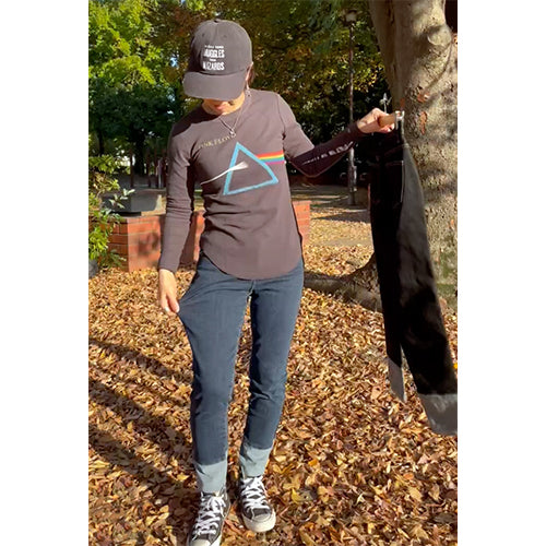 INDIMARK ボーイフレンド 折り返し風デザイン 裏起毛 デニム 2カラー