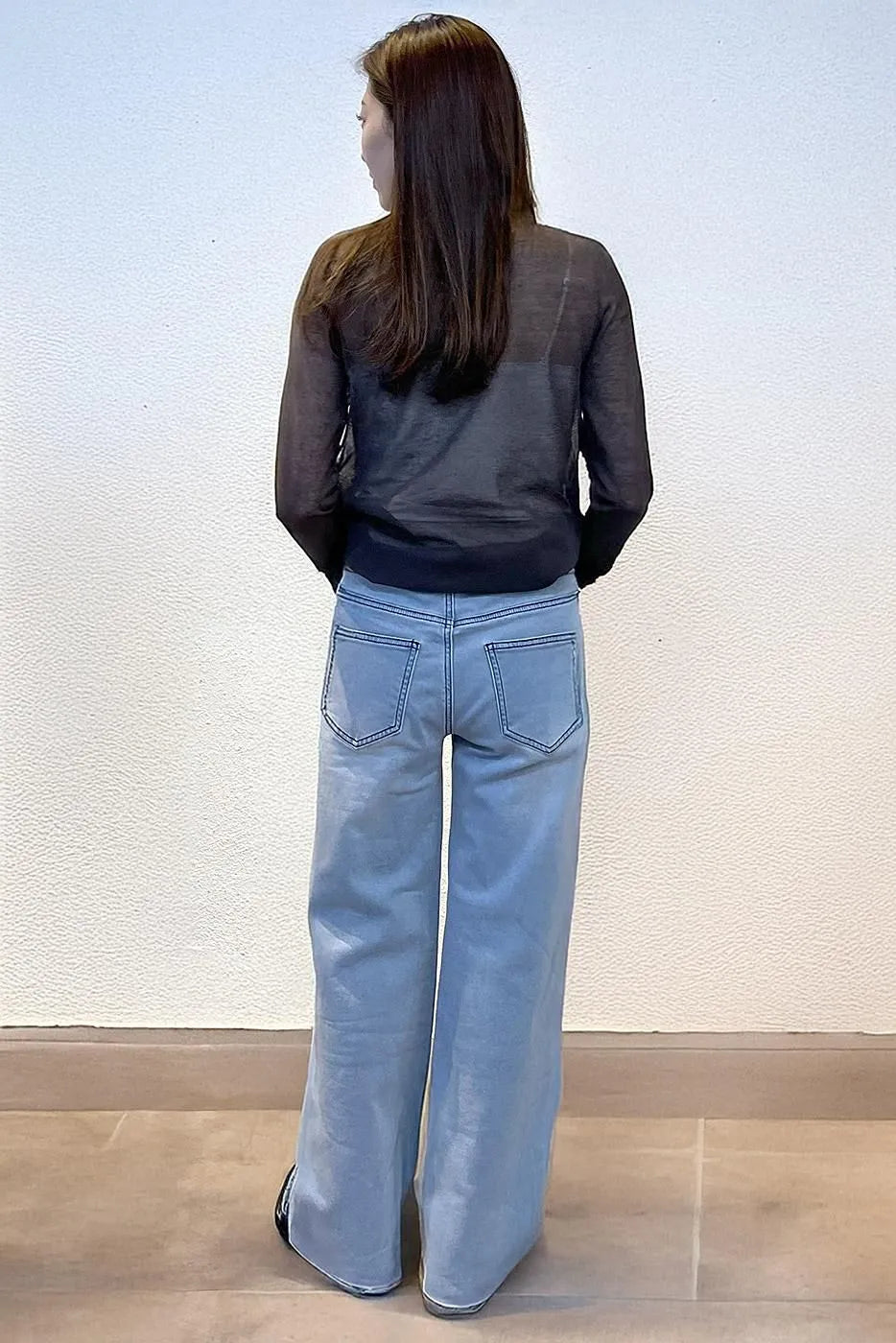 INDIMARK 【INDIKNIT】サイドラインワイドパンツ アイスブルー WK007