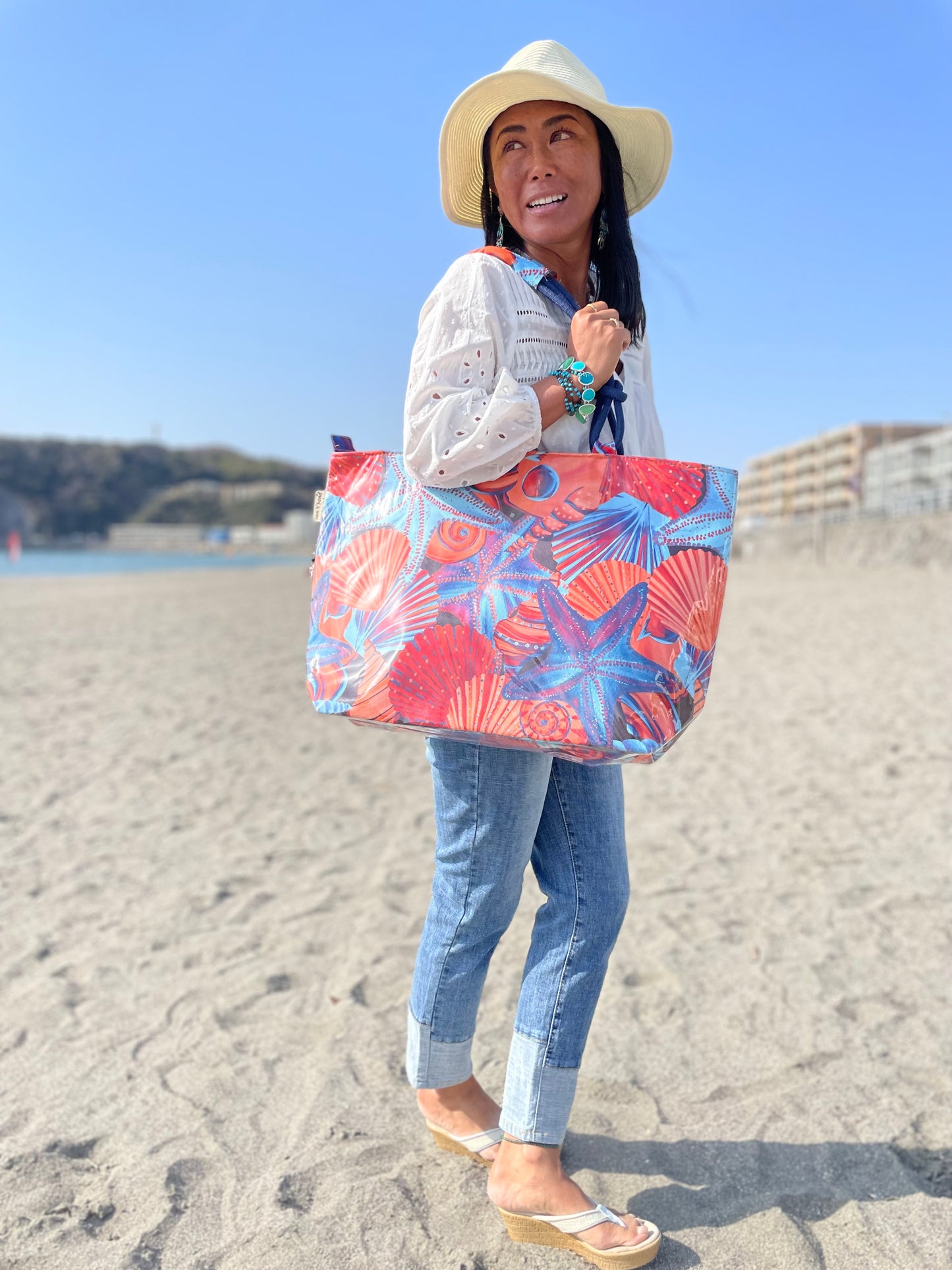 SunNSand PVCトートバッグ ブルーシェル