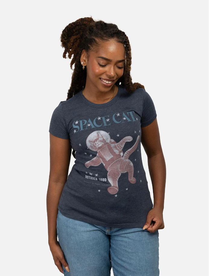 OUT OF PRINT【 スペースキャット】レディースTシャツ