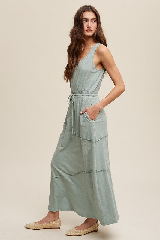 ノースリーブ切替マキシワンピース SALE 50%オフ