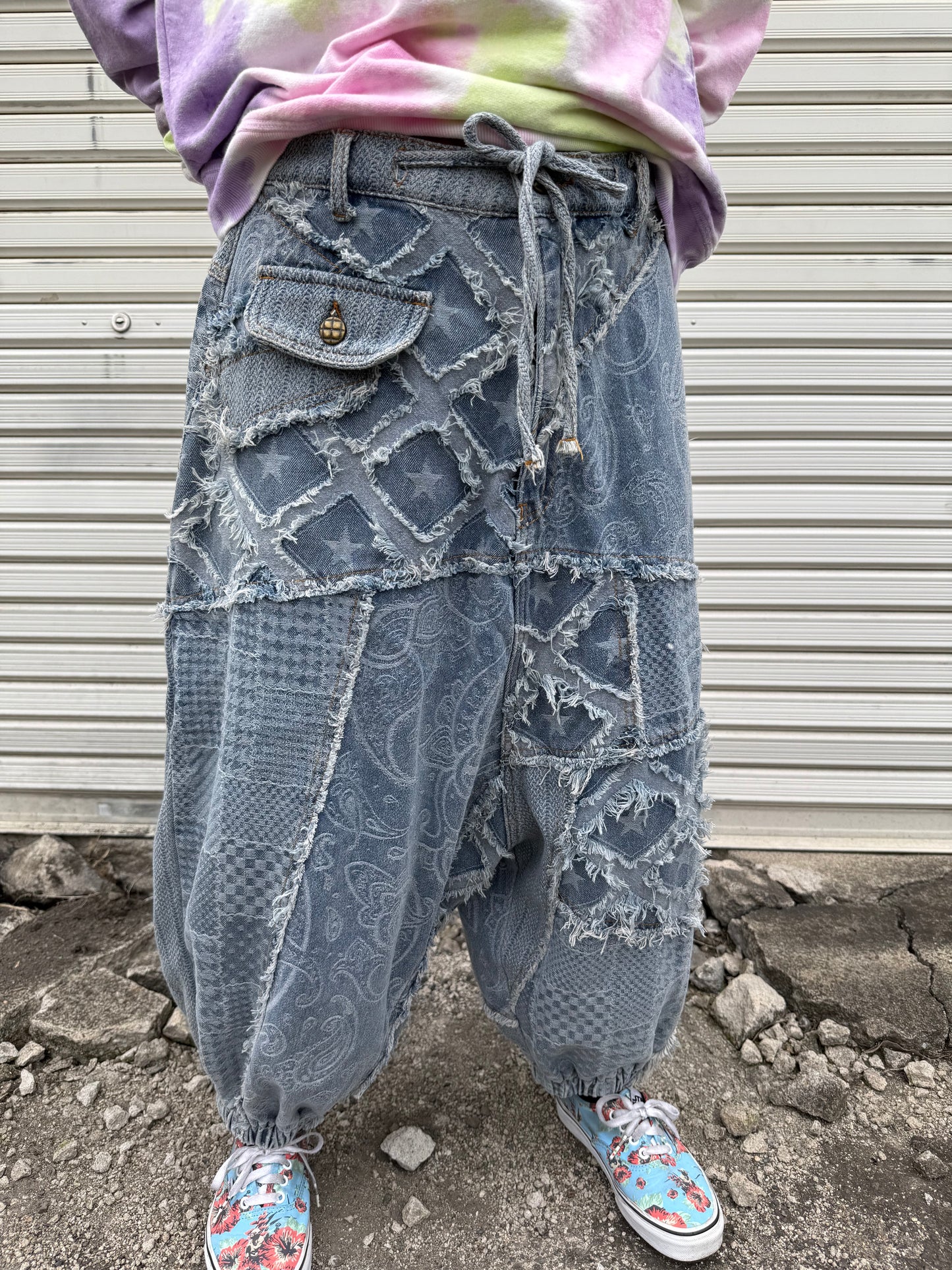 POL パッチワークデニムハーレムパンツ