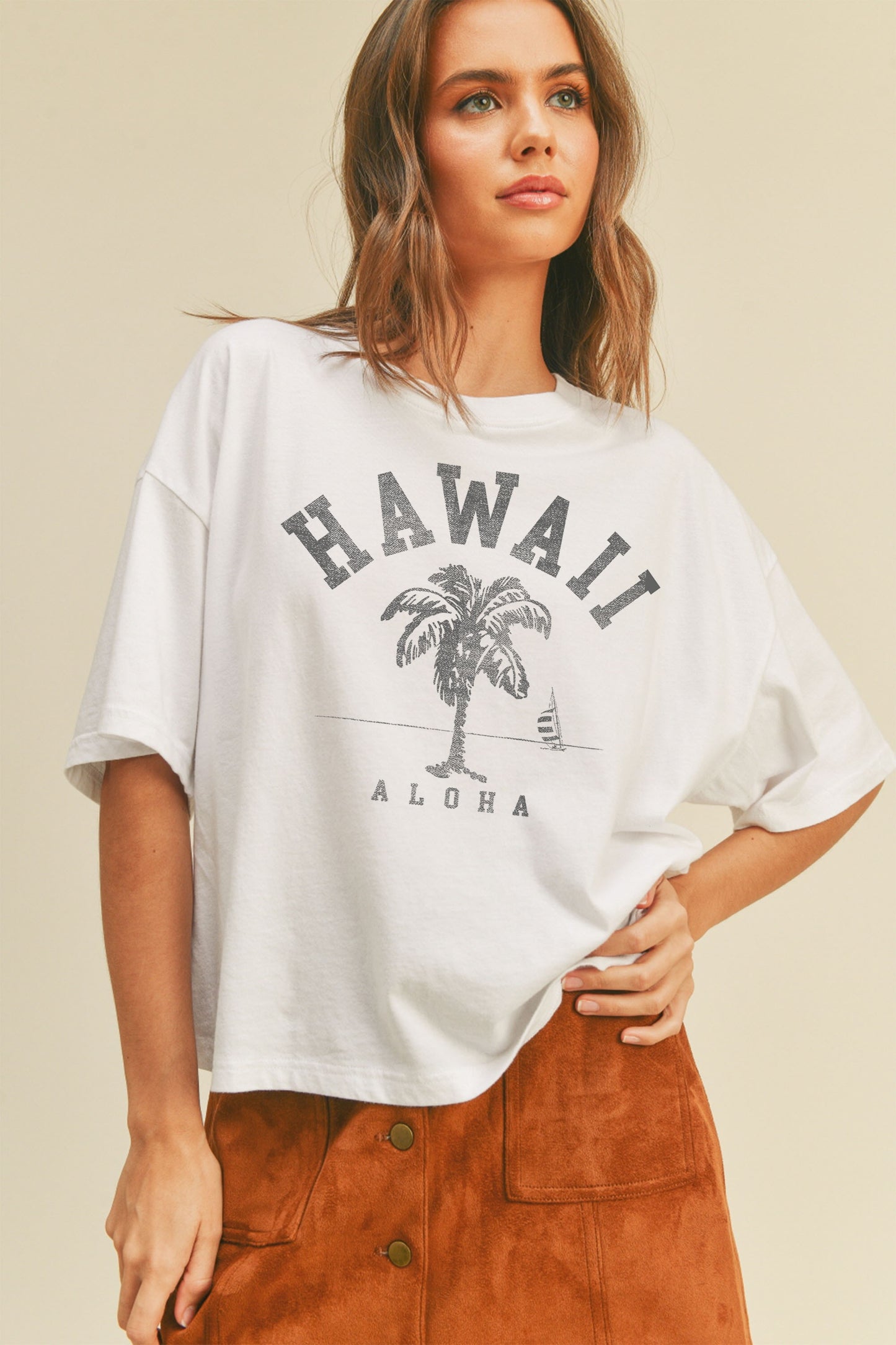 ハワイ パームツリー ショート丈Tシャツ