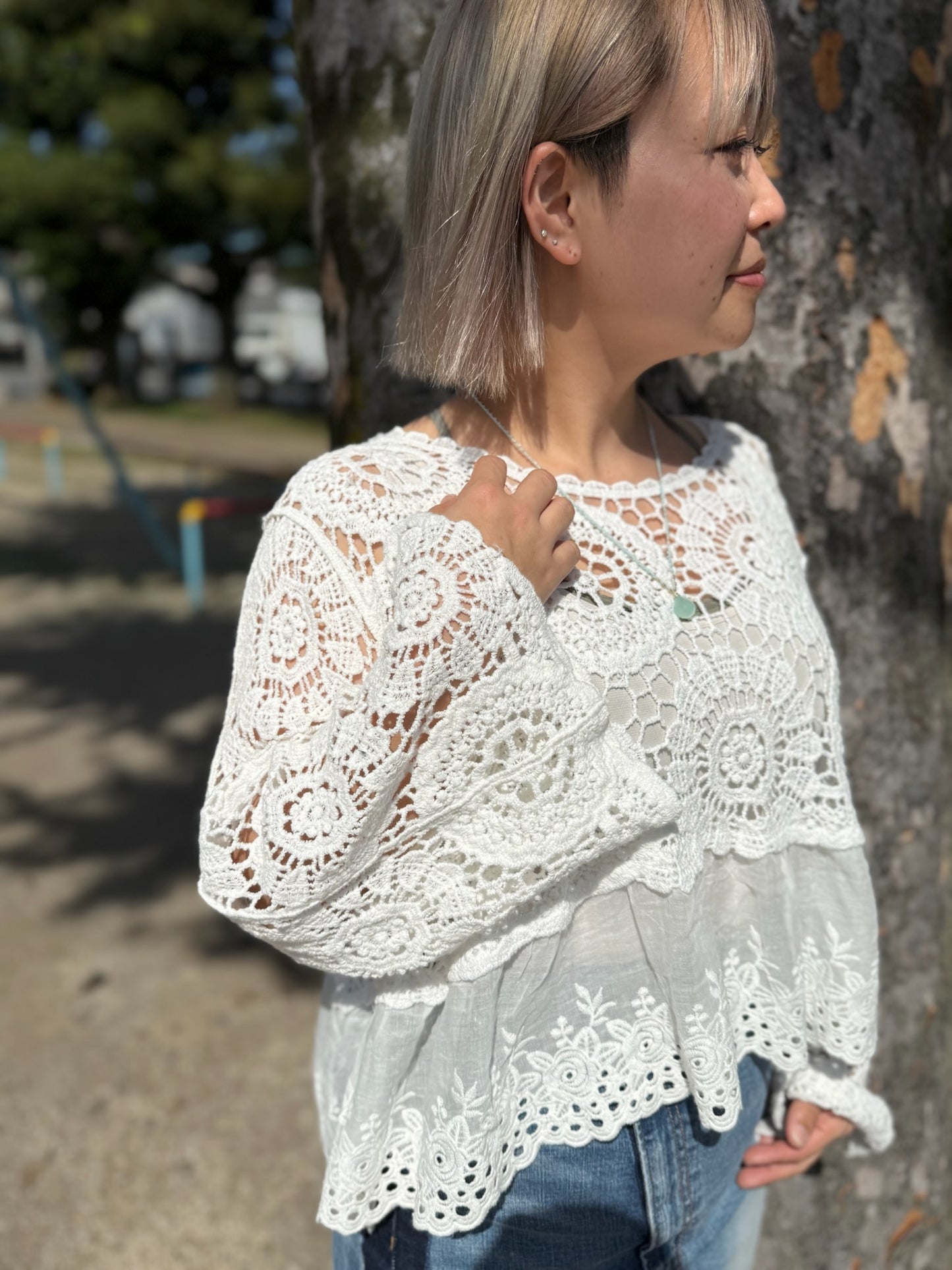 POLクロッシェレース切り替えトップス