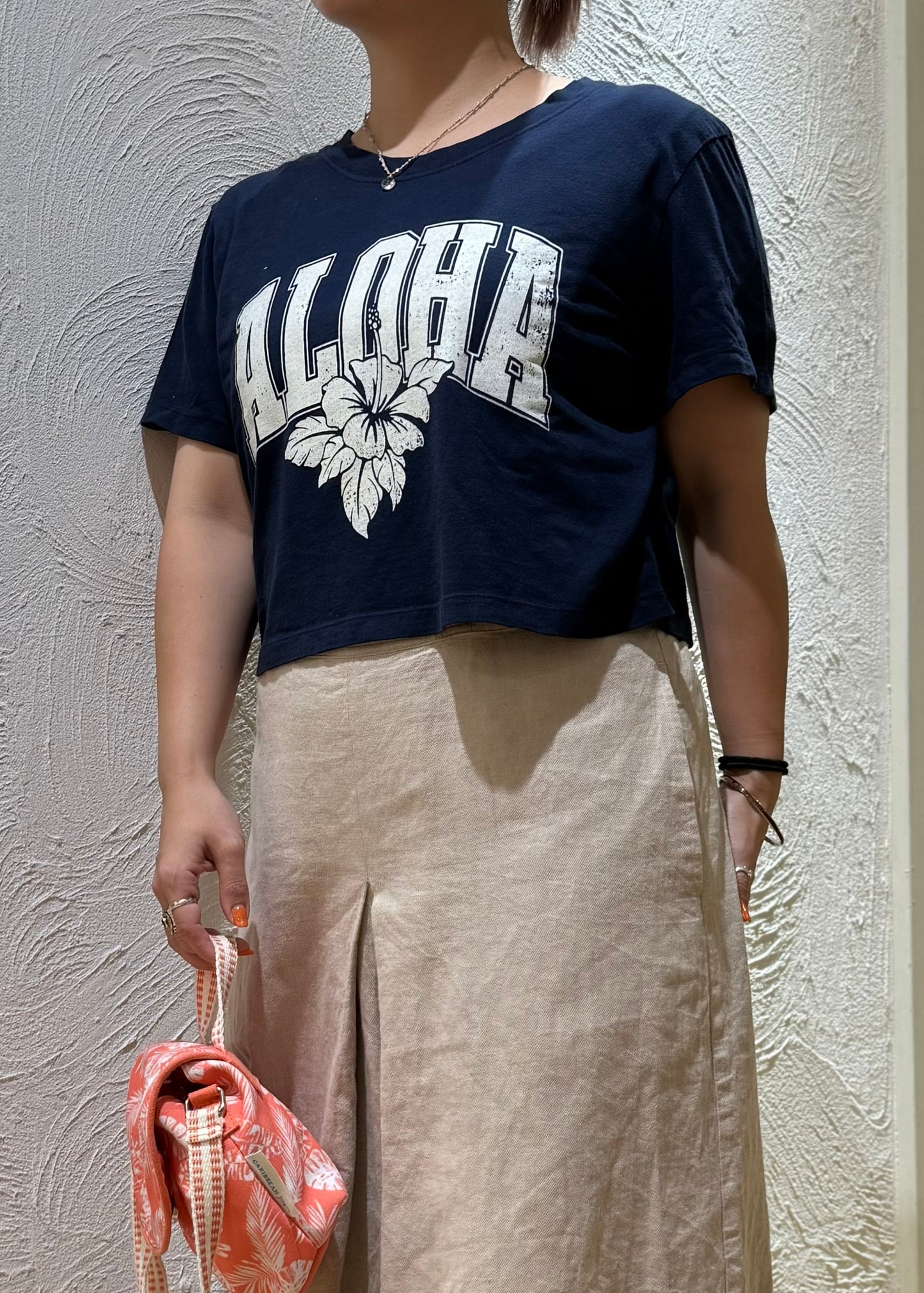 アロハ ハイビスカス ショート丈Tシャツ