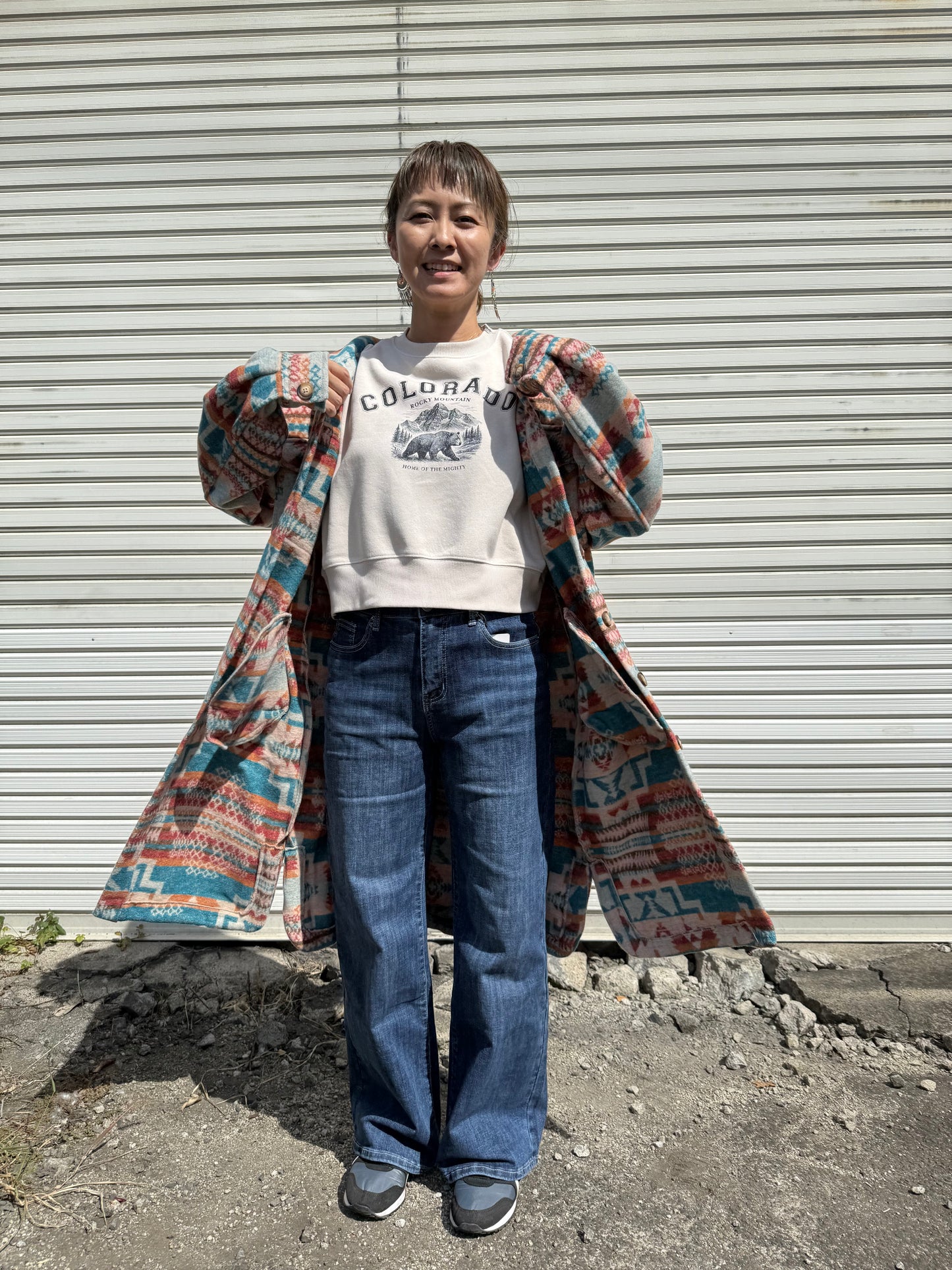 オルテガ柄 ロングシャケットコート