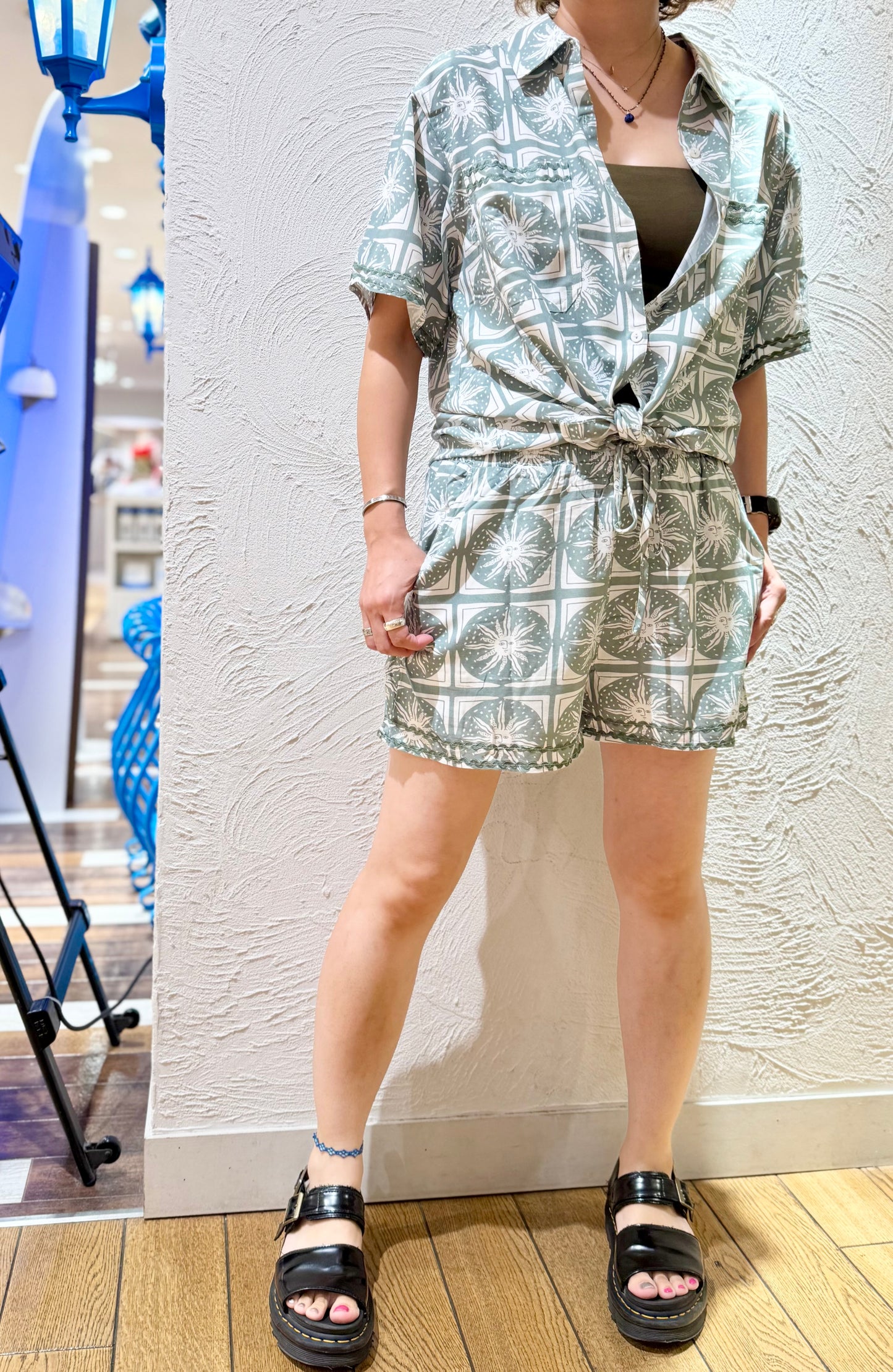 サンフェイスプリント シャツ&ショートパンツ セットアップ