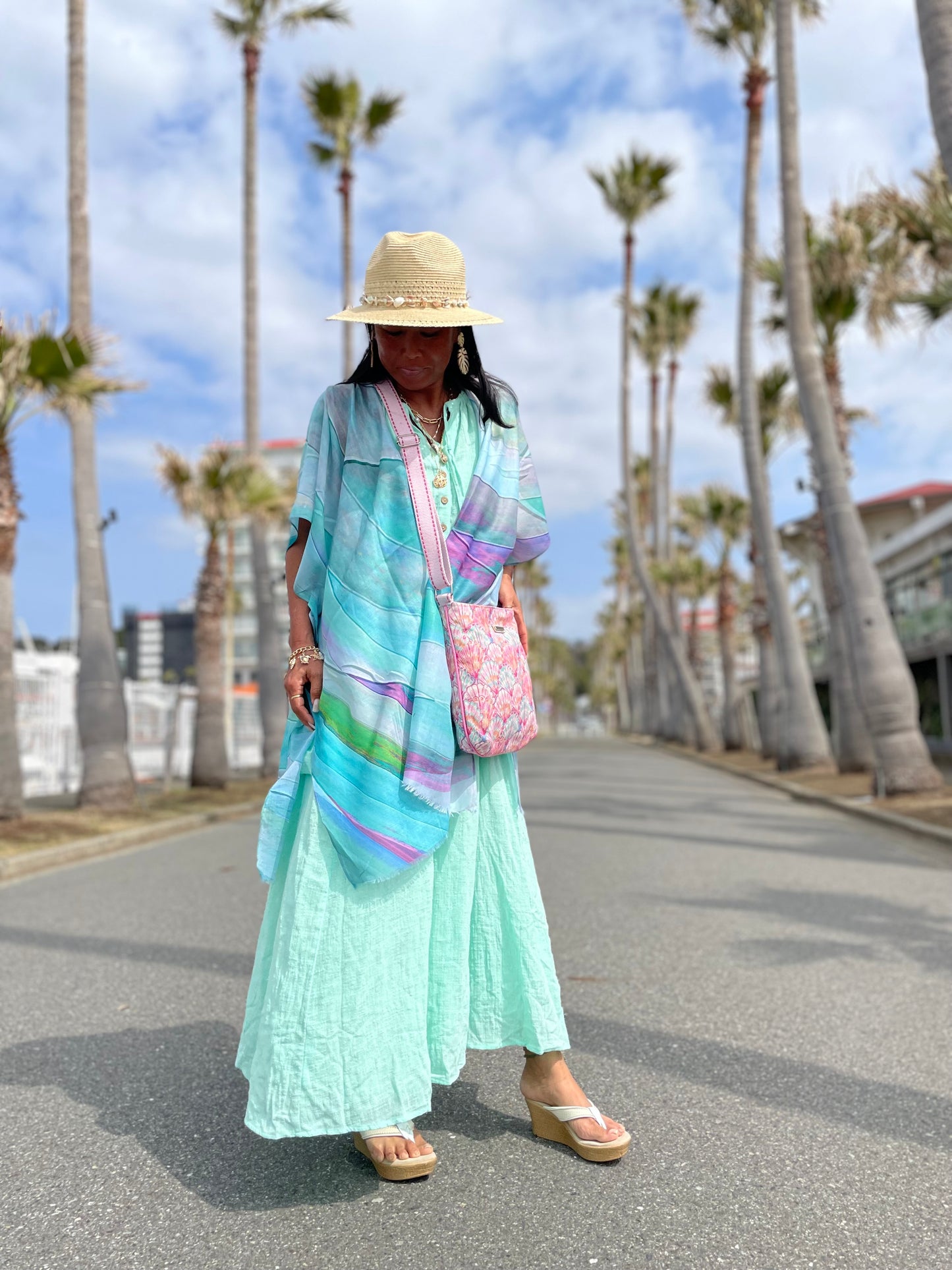 SunNSand ピンクシェル ショルダーバッグ