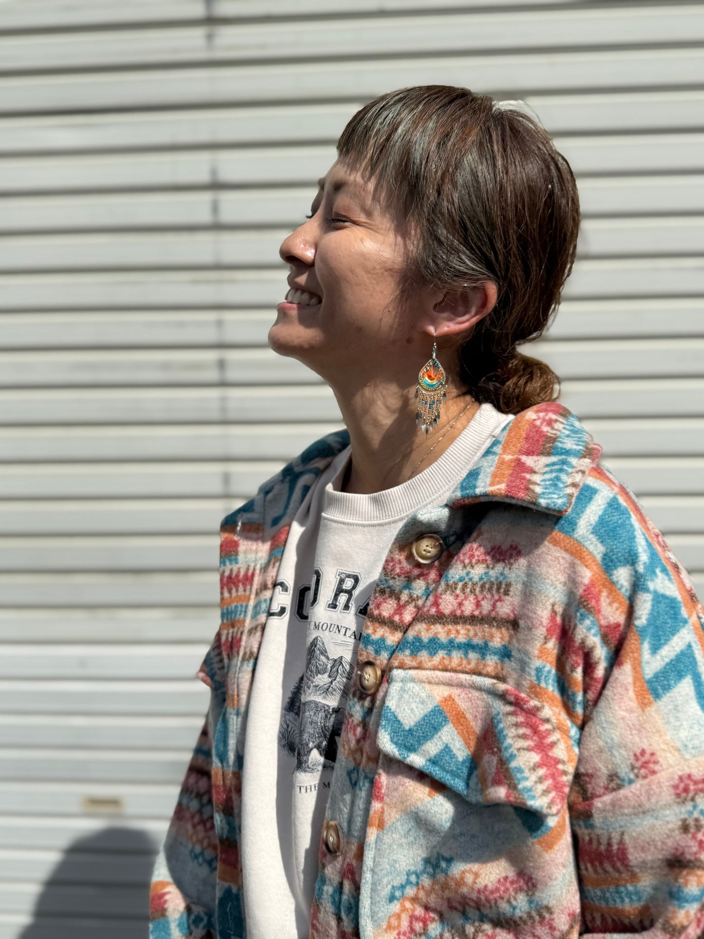 オルテガ柄 ロングシャケットコート