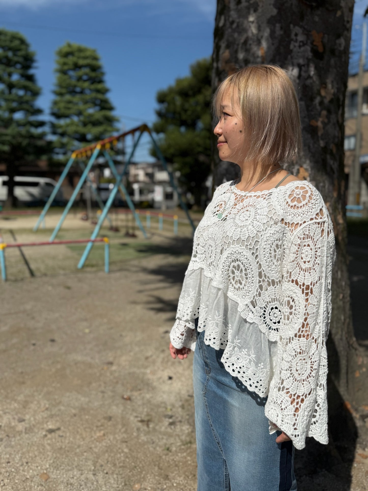 POLクロッシェレース切り替えトップス