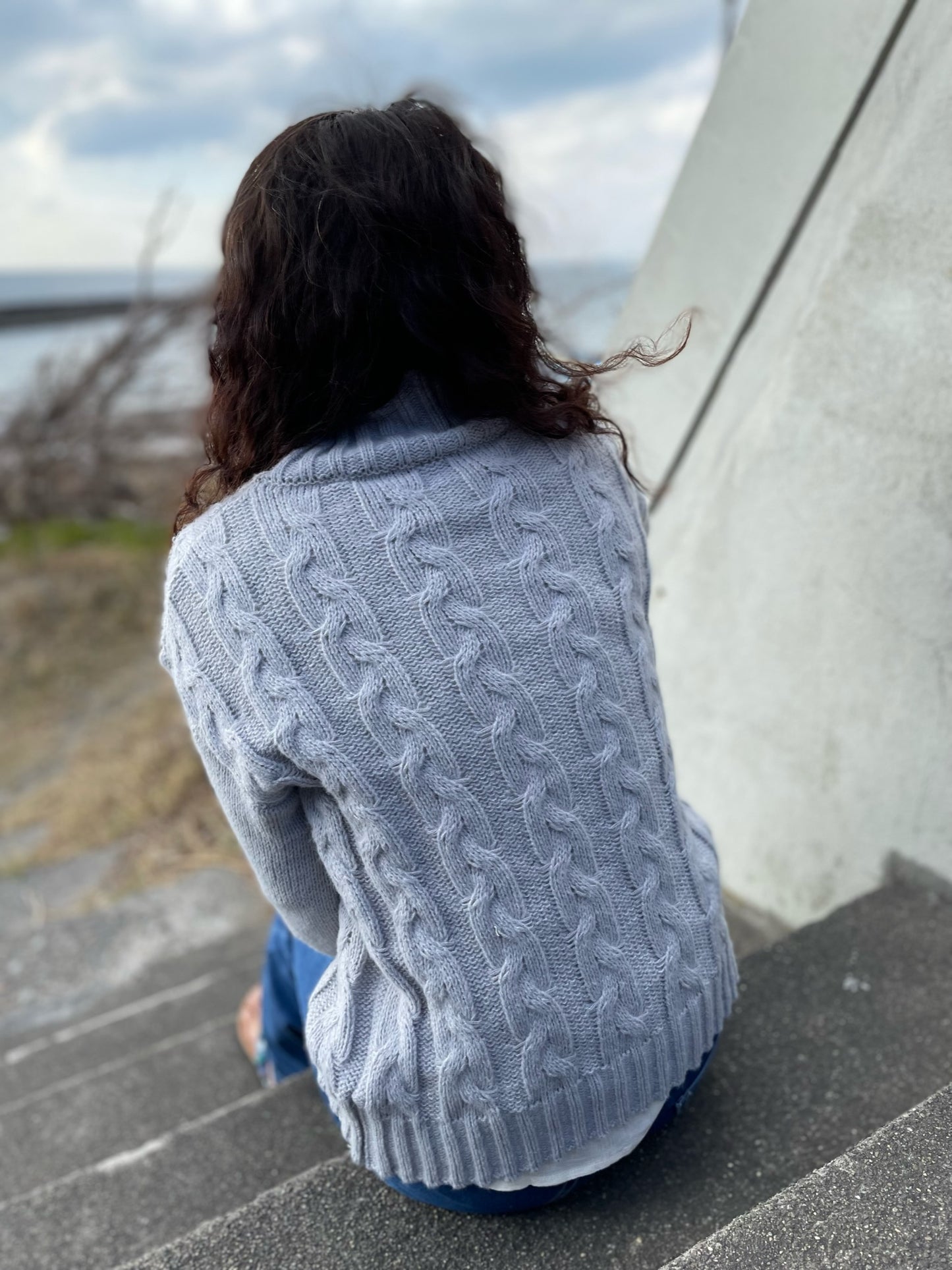 【SALE】ハイネックケーブルニットセーター 60%OFF