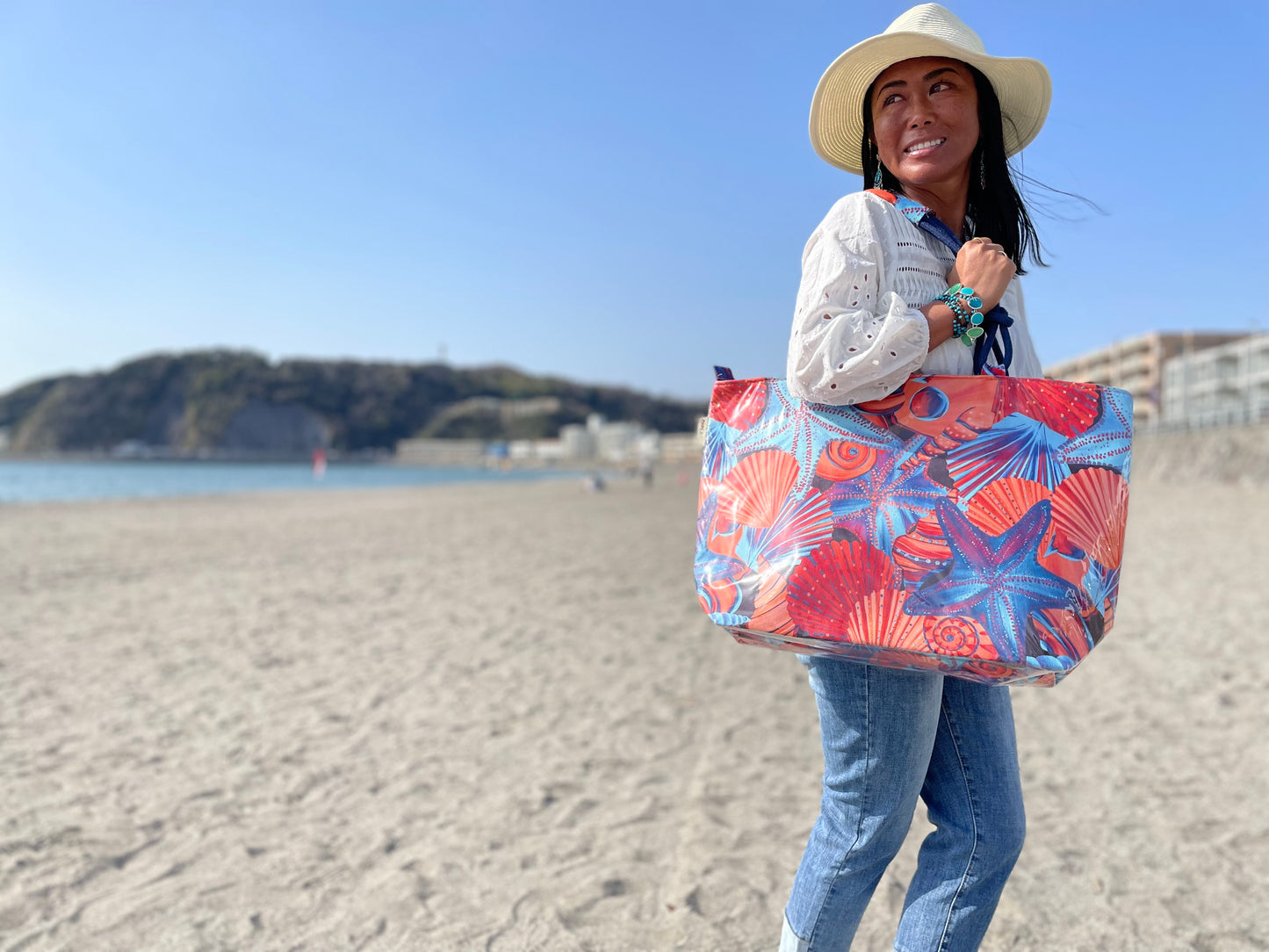 SunNSand PVCトートバッグ ブルーシェル