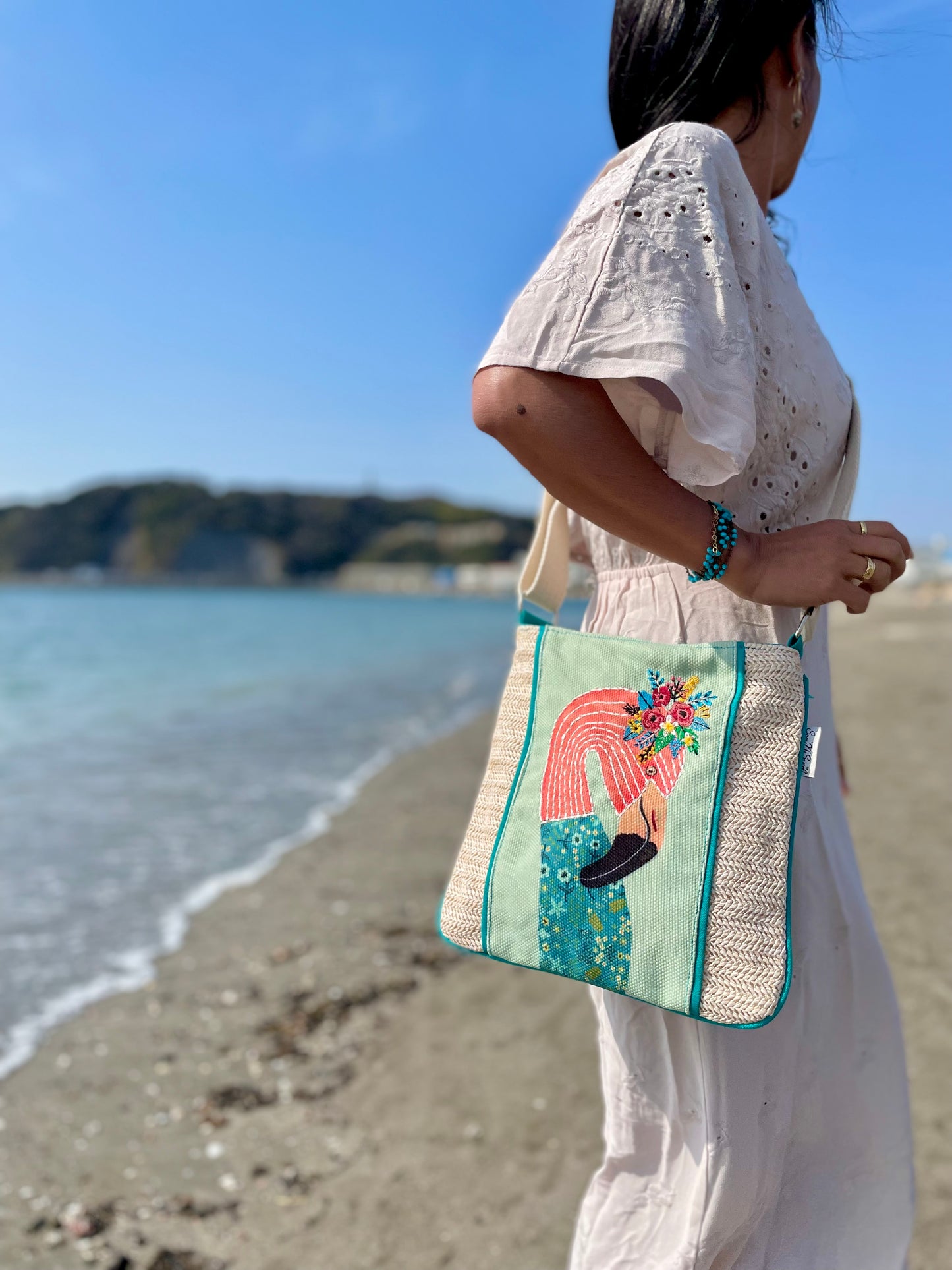 SunNSand フラワー&フラミンゴショルダーバッグ