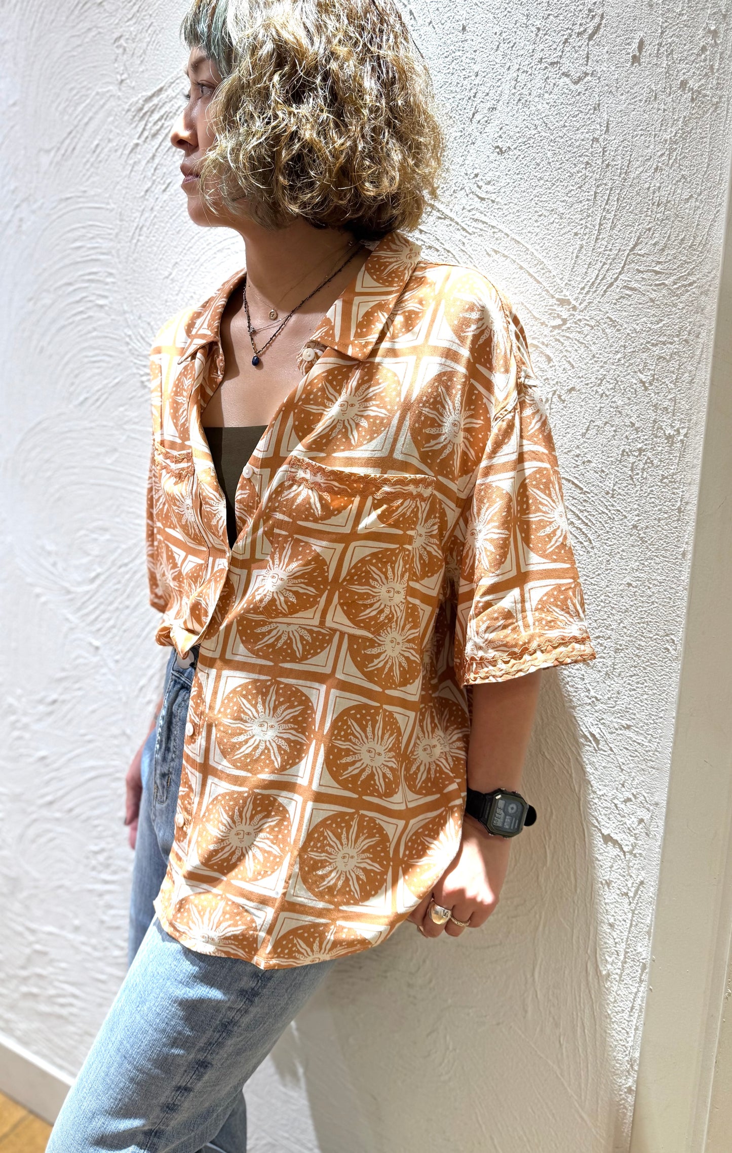 サンフェイスプリント シャツ&ショートパンツ セットアップ