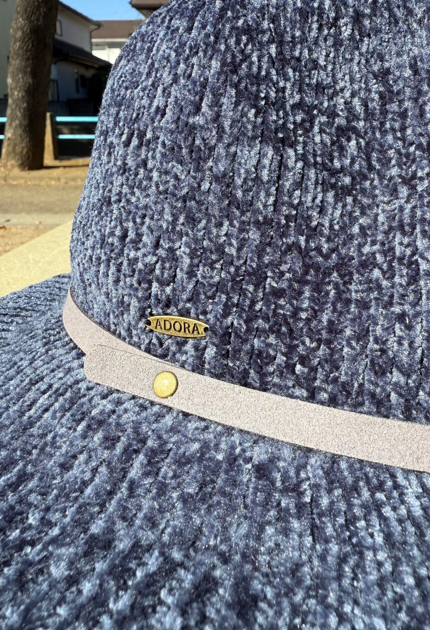 ADORA コーデュロイ風サファリハット ネイビー