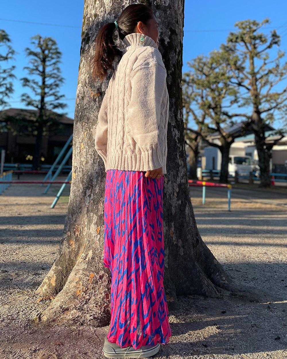 【SALE】プリントプリーツスカート