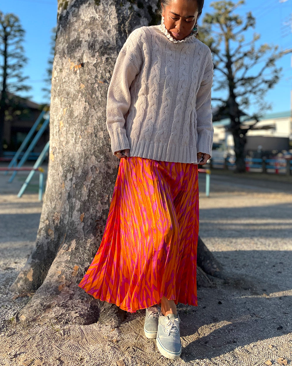 【SALE】プリントプリーツスカート