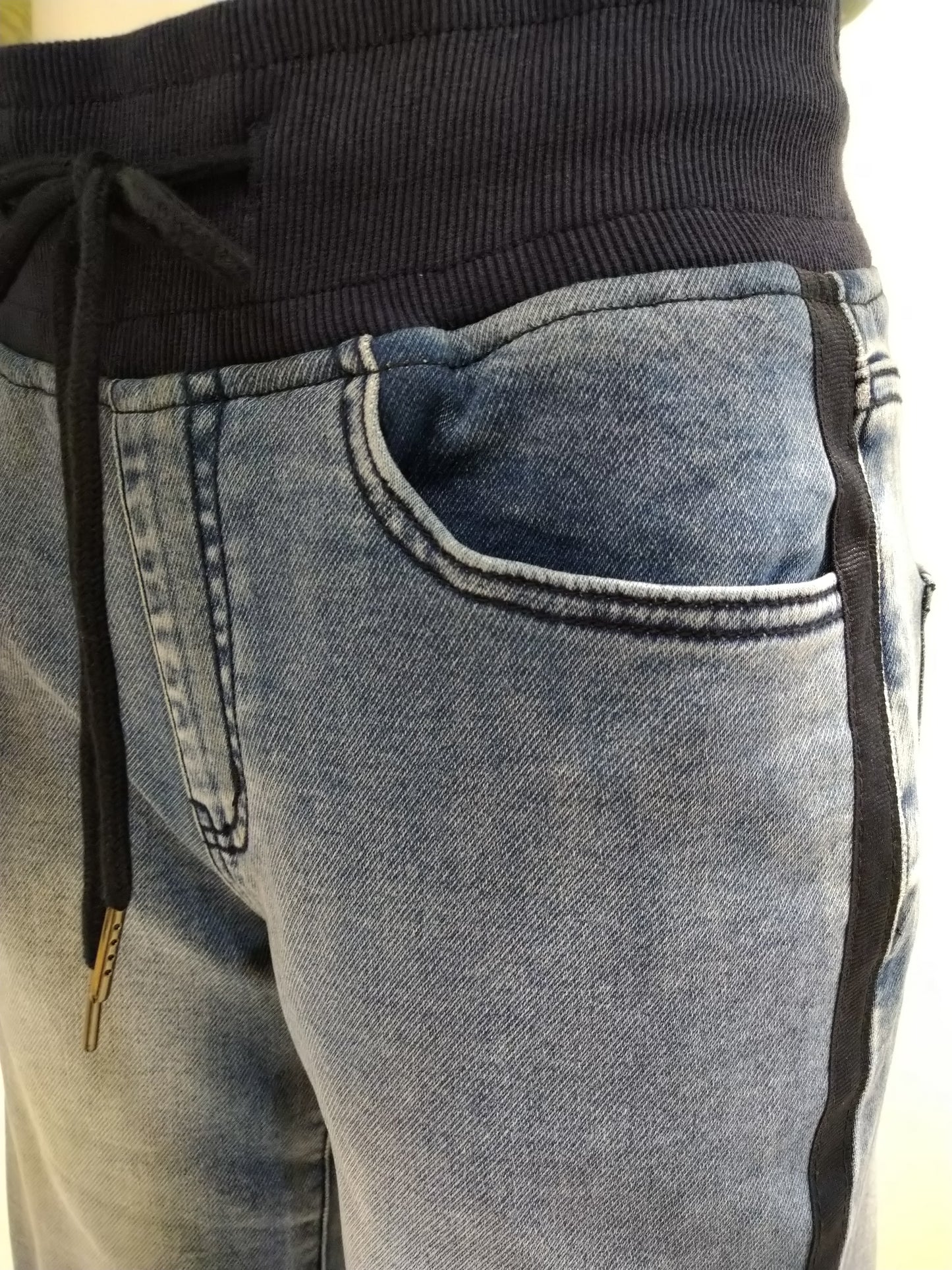 INDIMARK 【Indiknit】サイドラインワイドパンツ ブルー