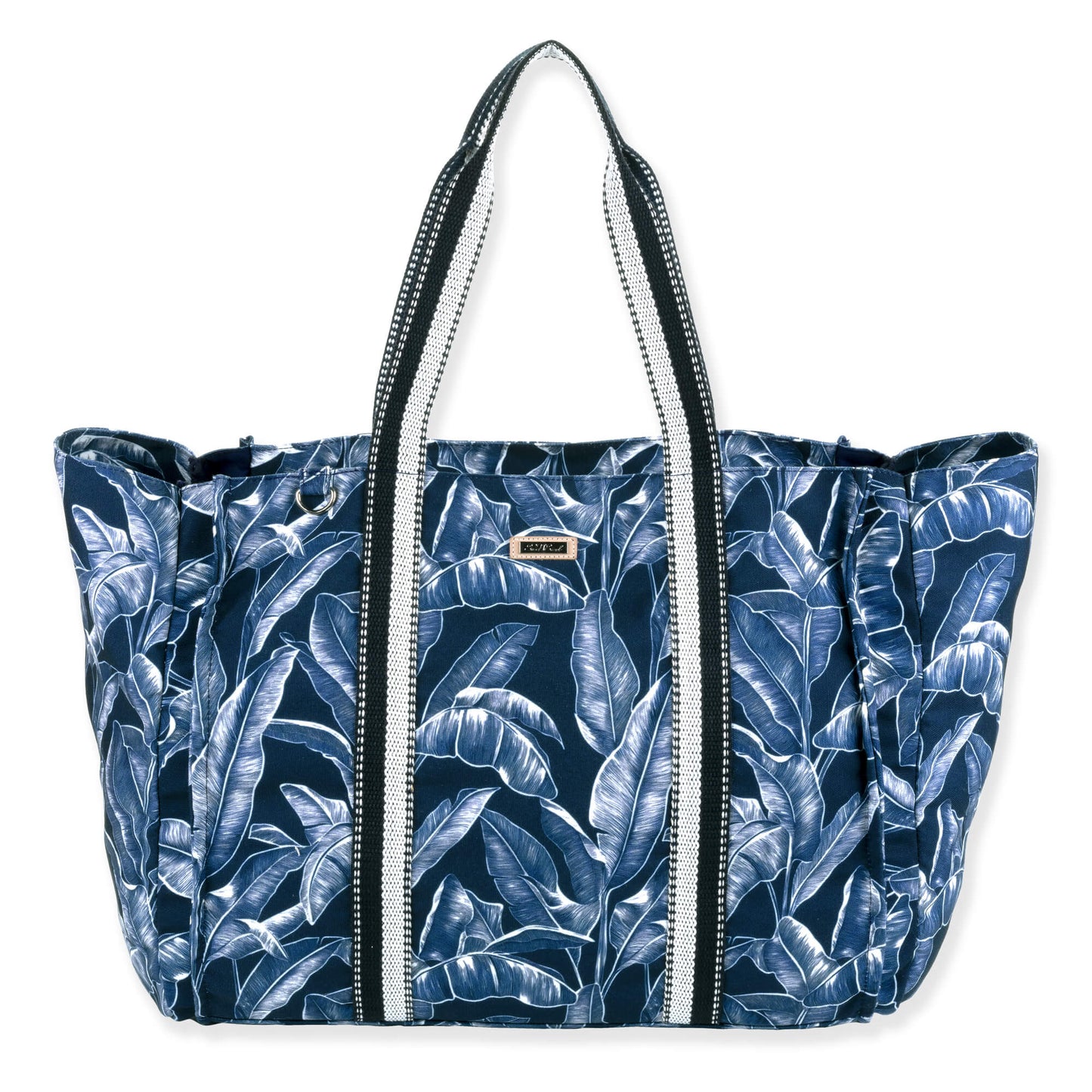 SunNSand リーフ柄オーバーサイズトートバッグ ネイビー