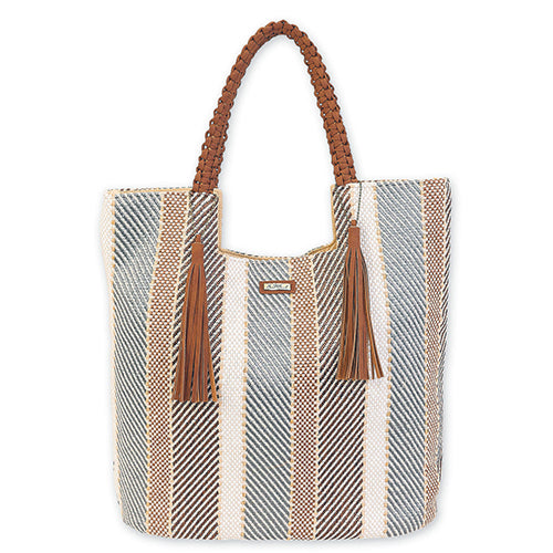 SunNSand ストライプストロートートバッグ