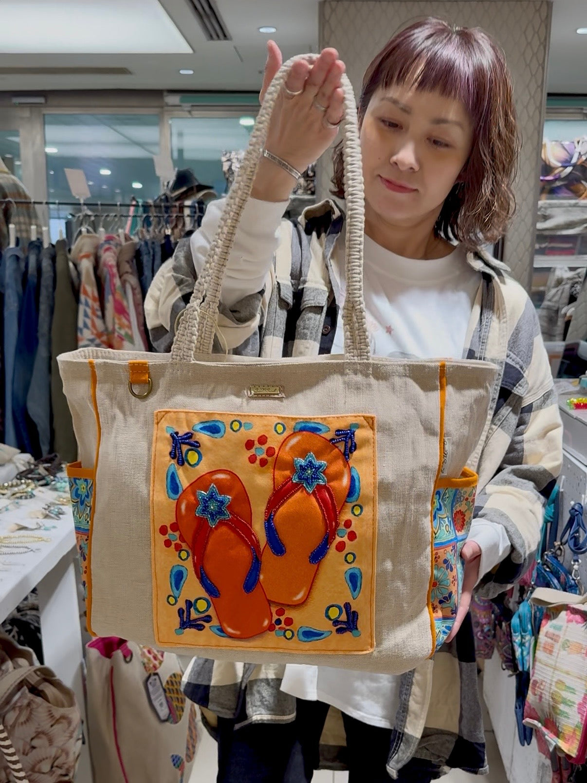 SunNSand カプリタイル柄ビーチサンダル トートバッグ