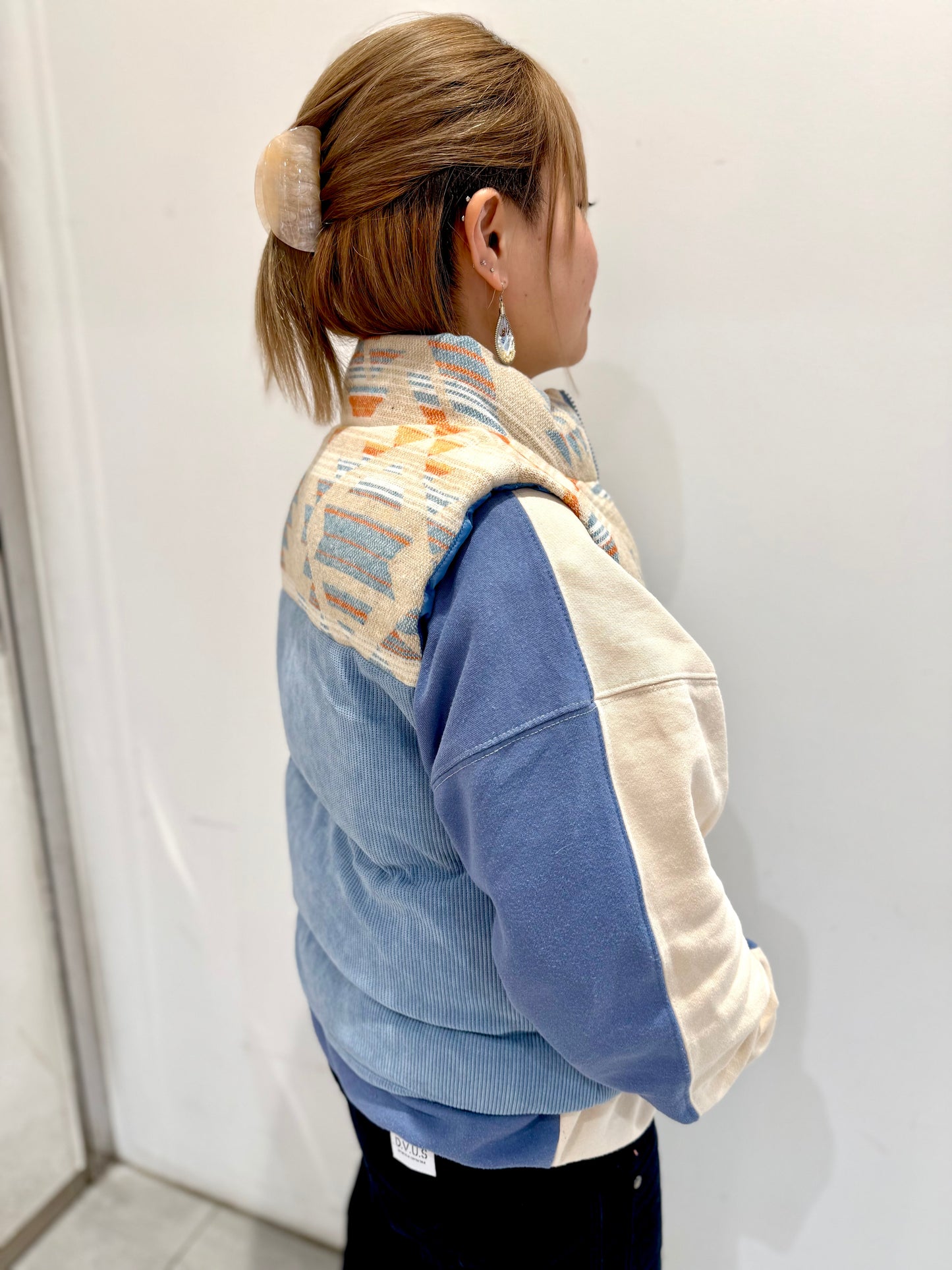 オルテガ柄 コーデュロイ ボアベスト