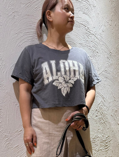 アロハ ハイビスカス ショート丈Tシャツ