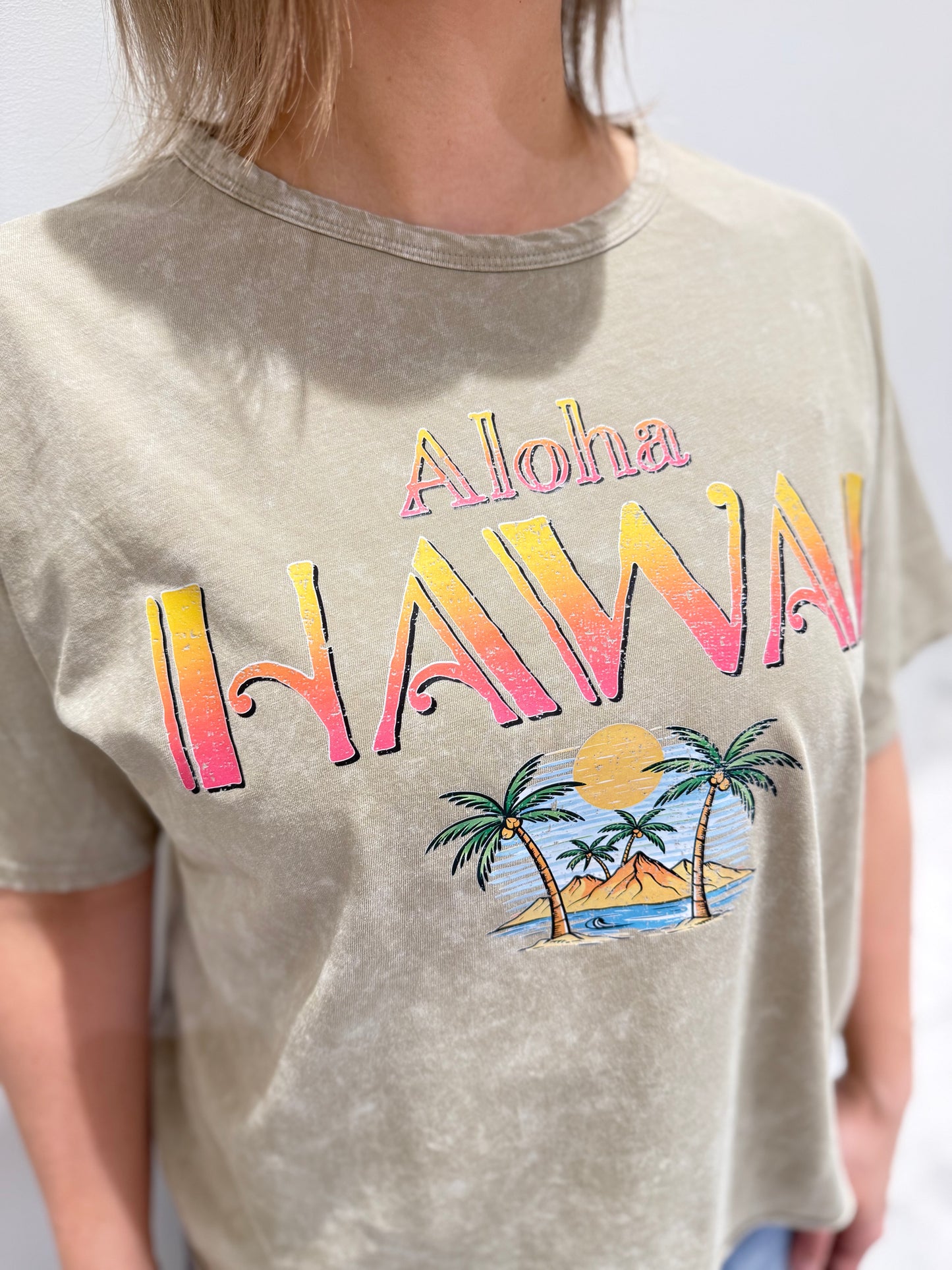 アロハ ハワイ パームツリー ショート丈Tシャツ