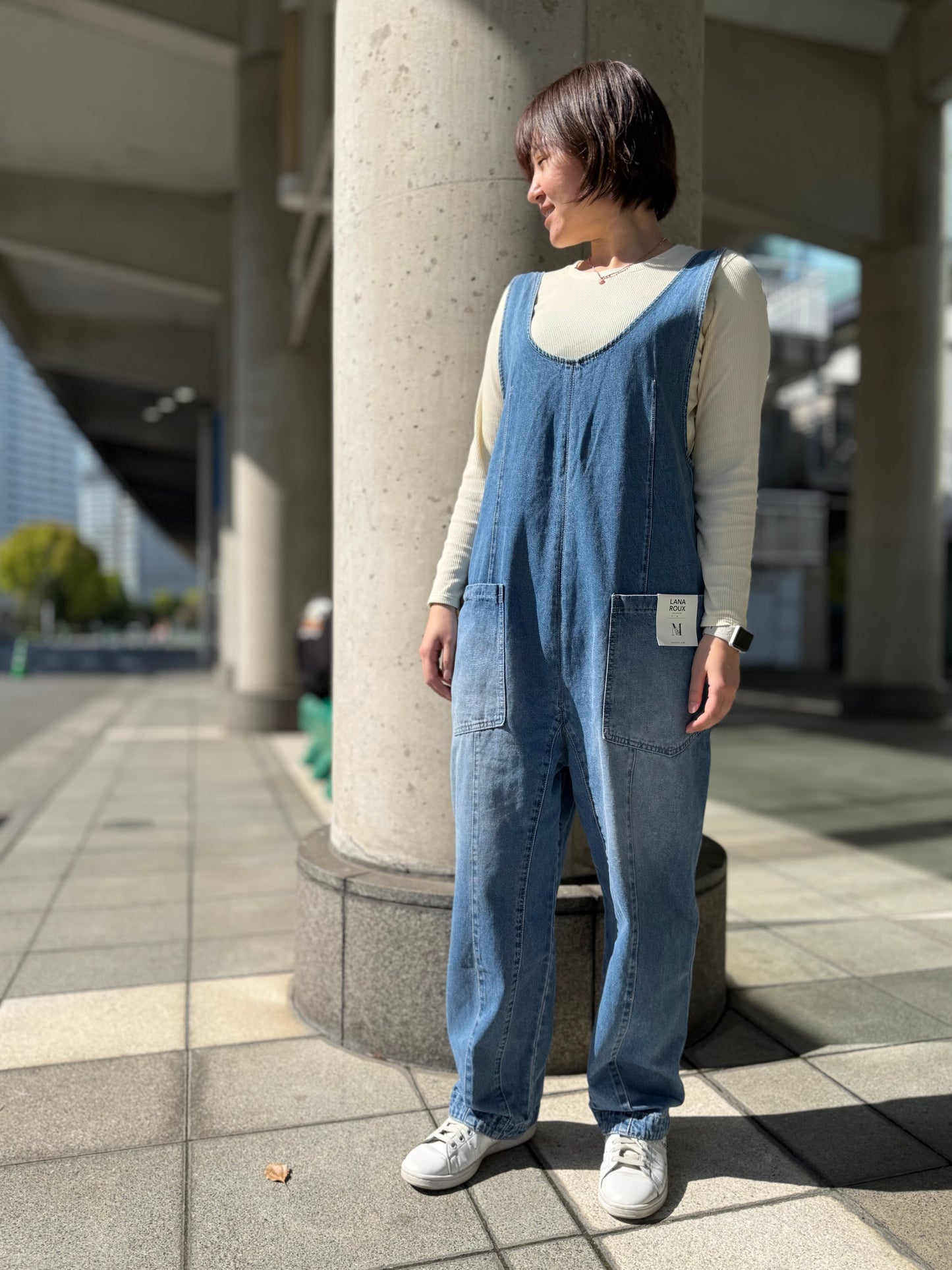 コクーン デニムオーバーオール