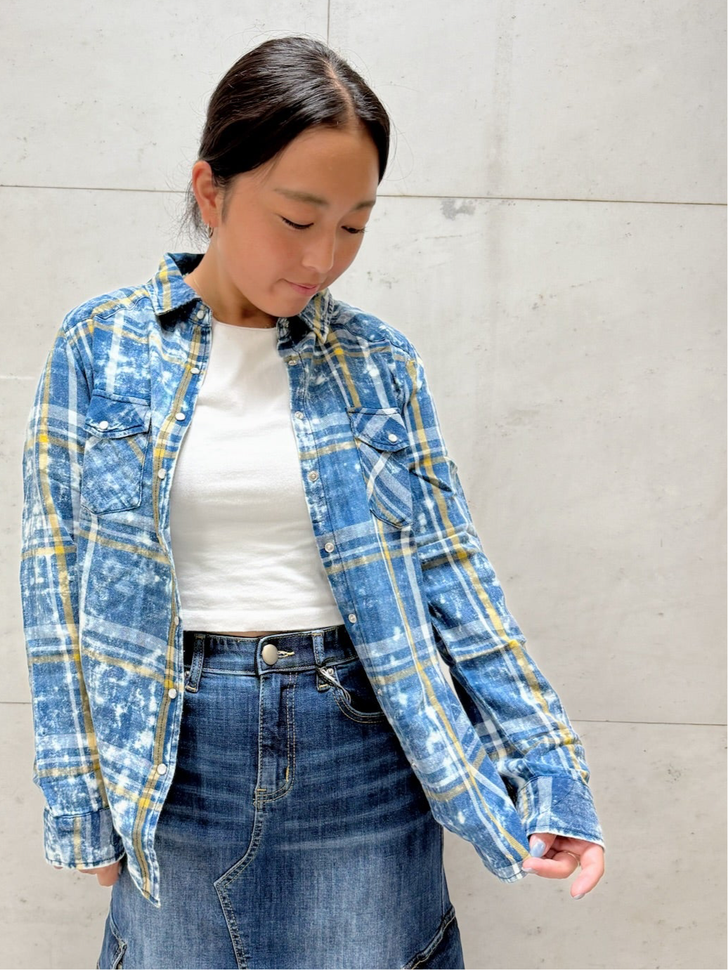 LOVE STITCH タイダイコットンチェックシャツ