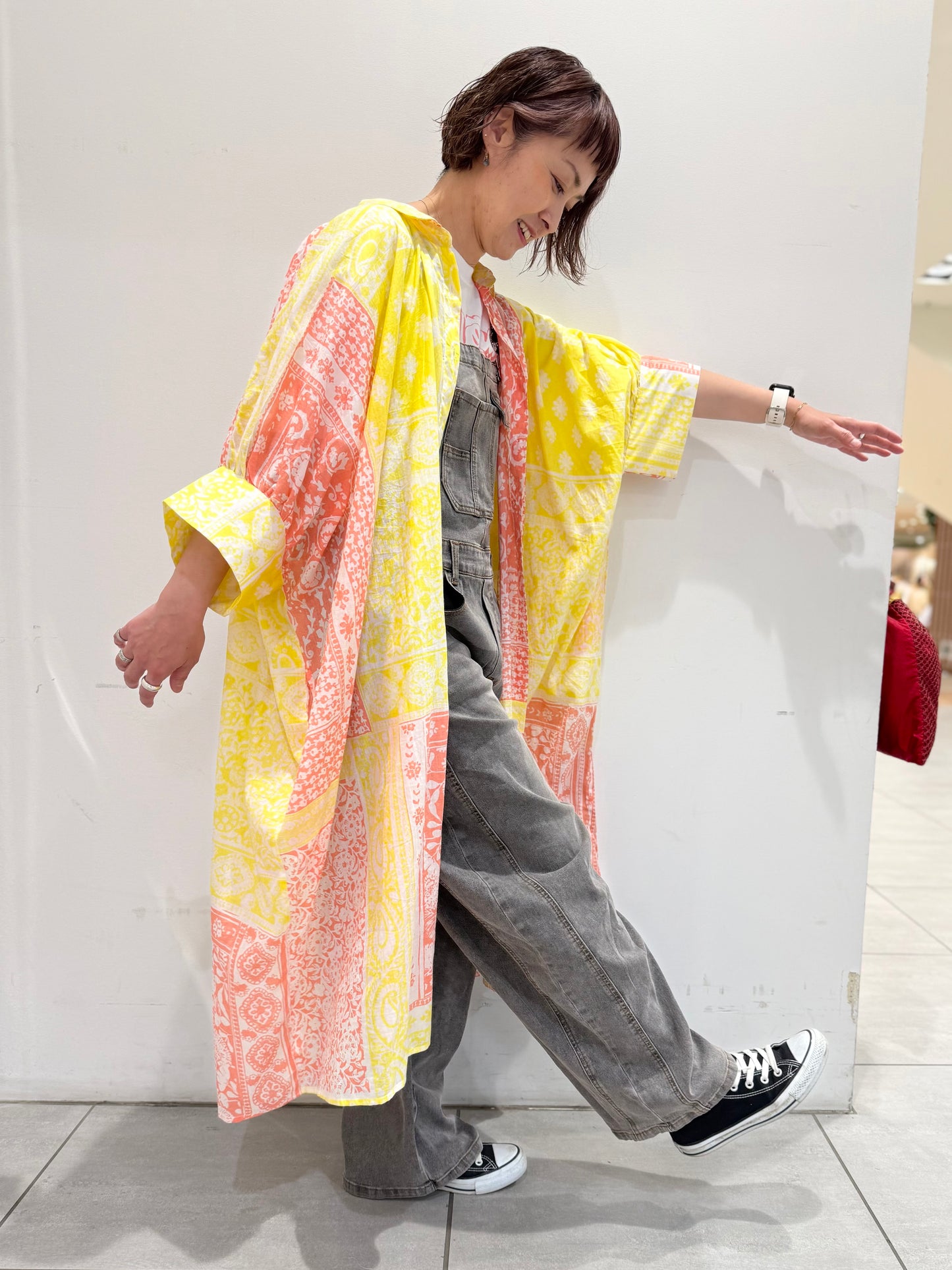 POL バンダナ柄ロングシャツワンピース