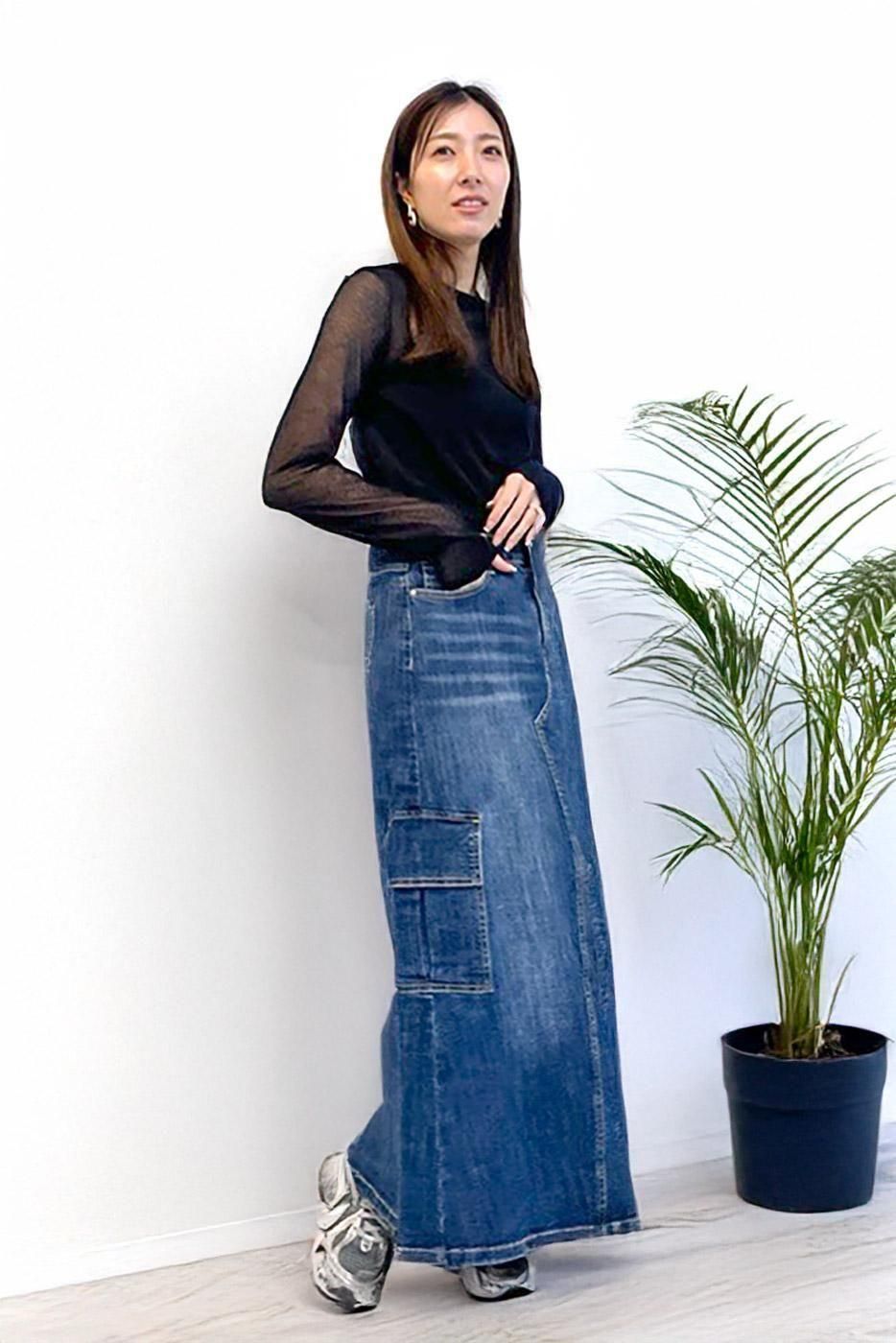 INDIMARK デニム カーゴ スカート ベーシックブルー WJ199