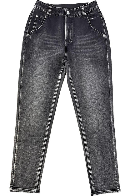 INDIMARK 裏起毛 ボーイフレンド カットデニム グレー WKH001