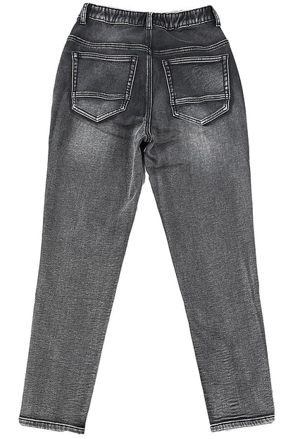 INDIMARK 裏起毛 ボーイフレンド カットデニム グレー WKH001