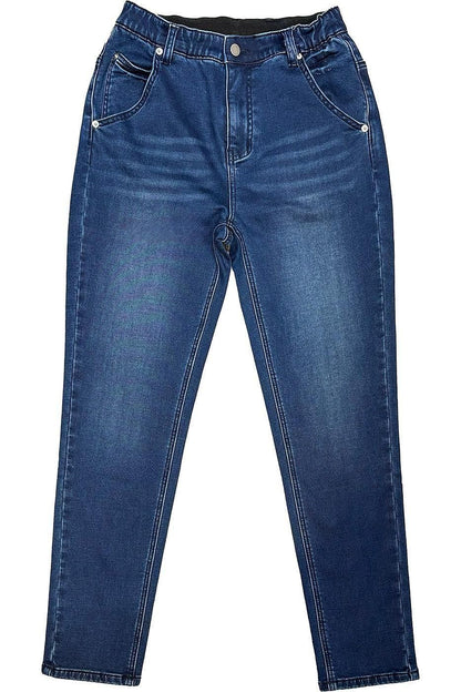 INDIMARK 裏起毛 ボーイフレンド カットデニム ベーシックブルー WKH002