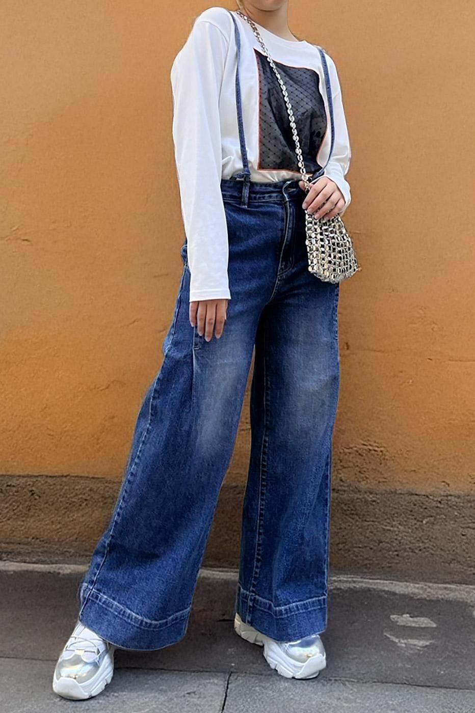 INDIMARK |DRIVE JEANS TOKYO| サスペンダー タックワイドデニム D001