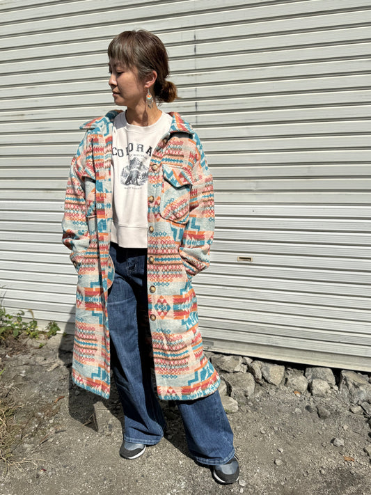 オルテガ柄 ロングシャケットコート
