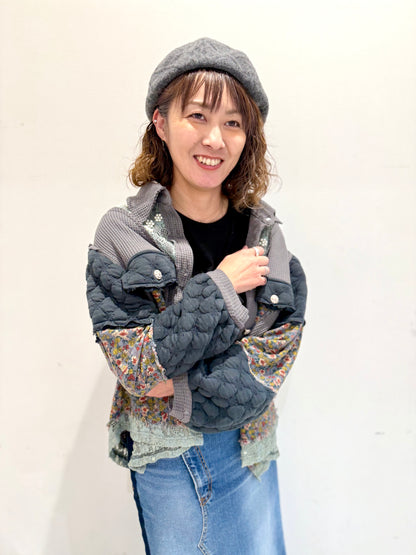 POL コントラストパッチ 花柄ジャケット