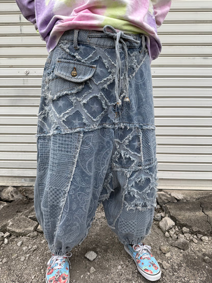 POL パッチワークデニムハーレムパンツ