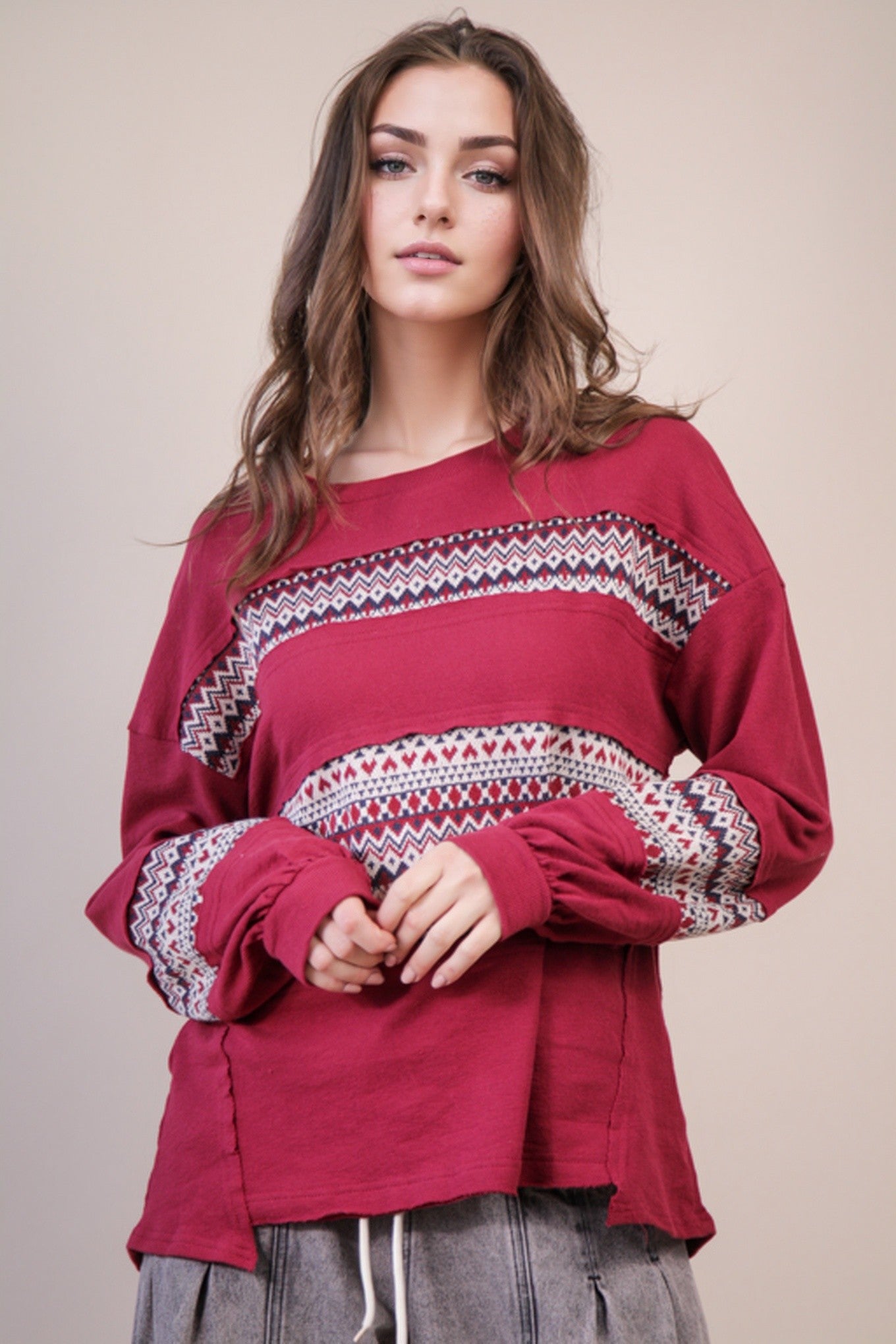 タイムセール　週末限定価格　シアージャガードトップス セール】シアーカットジャガードトップス（Tシャツ/カットソー