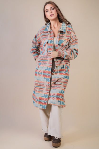 オルテガ柄 ロングシャケットコート