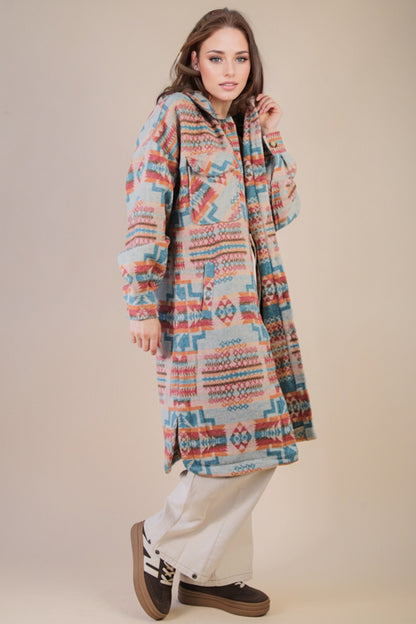オルテガ柄 ロングシャケットコート