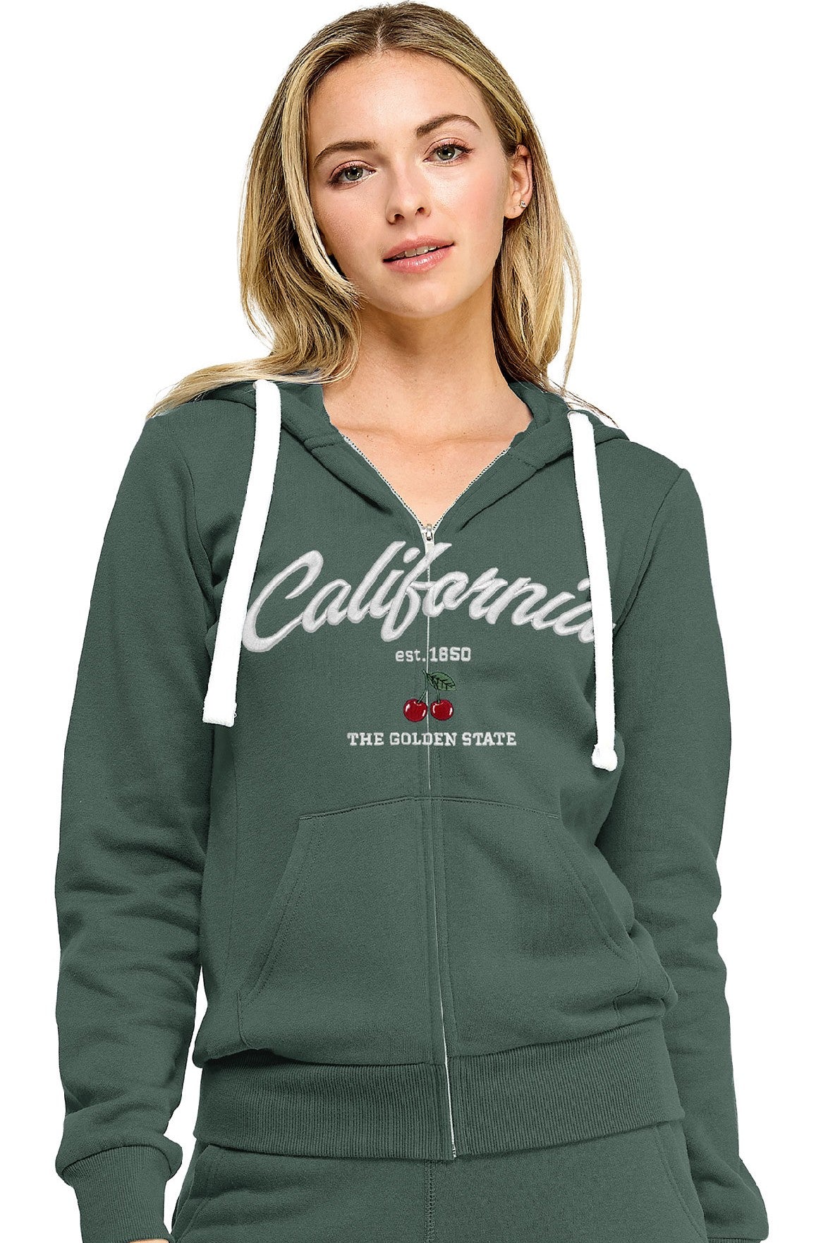 カリフォルニア刺繍 プラスサイズ ジップアップフーディー