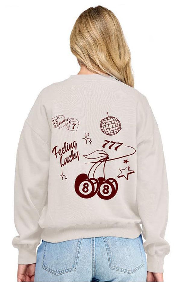 Feeling Lucky バック刺繍 チェリーモチーフ スウェット