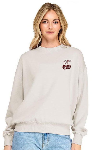 Feeling Lucky バック刺繍 チェリーモチーフ スウェット