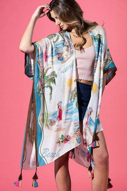 ビンテージビーチ タッセル付き  Urbanista キモノカバーアップ