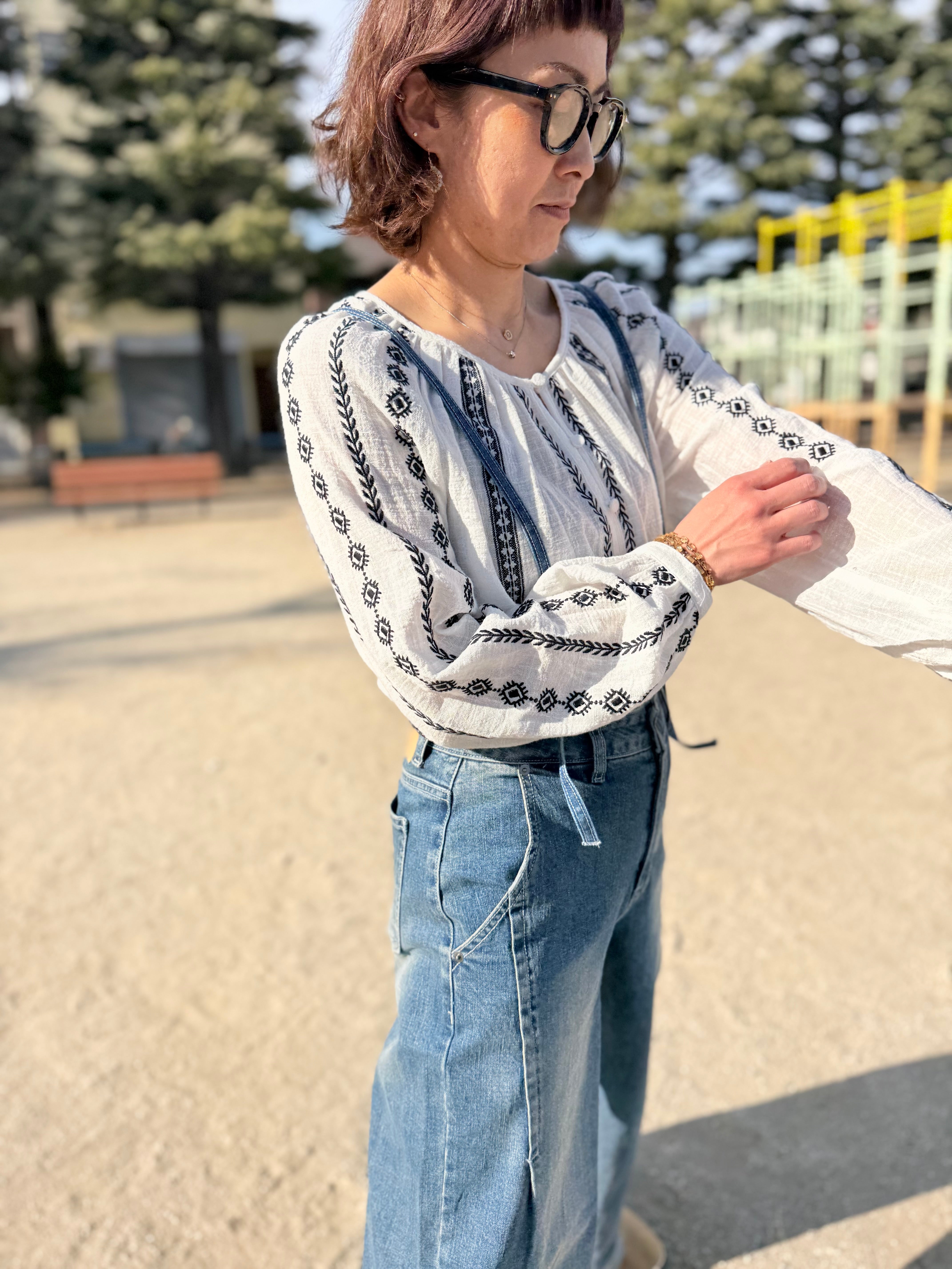 Vintage︎❤︎手刺繍 クロスステッチ フラワー 綿 ボヘミアンブラウス VINTAGE - Vintage︎❤︎手刺繍 クロスステッチ フラワー 綿
