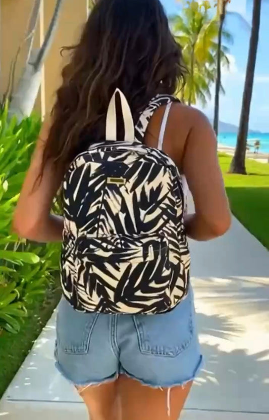 SunNSand リーフ柄バックパック　アイボリー